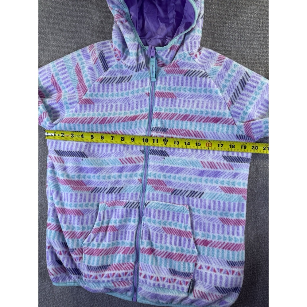 Eddie Bauer Girls Reversible Windbreaker/Fleece Hooded Jacket Size L Purple/Teal - Picture 8 of 14